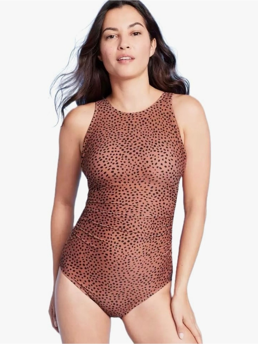 NWOT Kona Sol High-Neck Spotted Print One-Piece Swimsuit